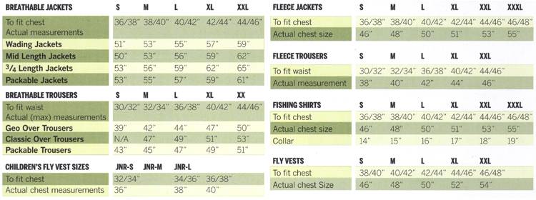 Snowbee Clothing Information